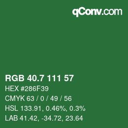 カラーコード: RGB 40.7 111 57 | qconv.com