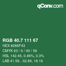カラーコード: RGB 40.7 111 67 | qconv.com