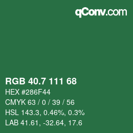 カラーコード: RGB 40.7 111 68 | qconv.com
