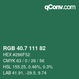 カラーコード: RGB 40.7 111 82 | qconv.com