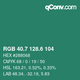 カラーコード: RGB 40.7 128.6 104 | qconv.com