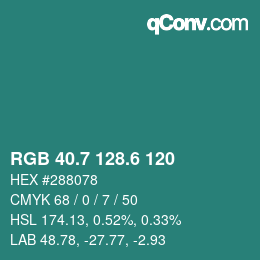 カラーコード: RGB 40.7 128.6 120 | qconv.com