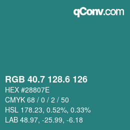 カラーコード: RGB 40.7 128.6 126 | qconv.com