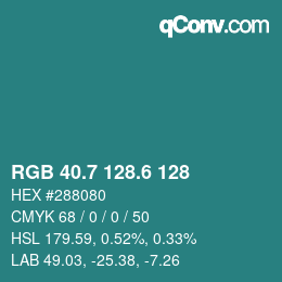 カラーコード: RGB 40.7 128.6 128 | qconv.com