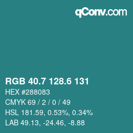 カラーコード: RGB 40.7 128.6 131 | qconv.com