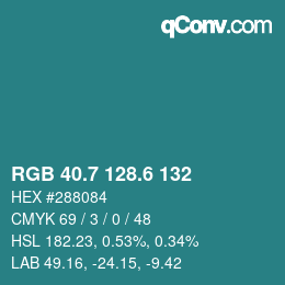 カラーコード: RGB 40.7 128.6 132 | qconv.com