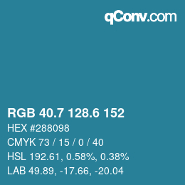 カラーコード: RGB 40.7 128.6 152 | qconv.com