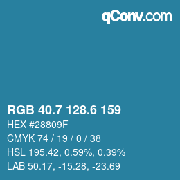 カラーコード: RGB 40.7 128.6 159 | qconv.com