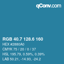カラーコード: RGB 40.7 128.6 160 | qconv.com