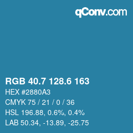 カラーコード: RGB 40.7 128.6 163 | qconv.com