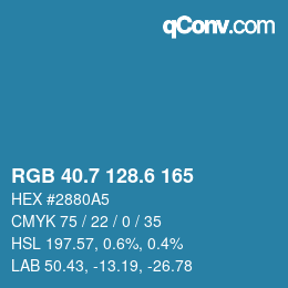 カラーコード: RGB 40.7 128.6 165 | qconv.com