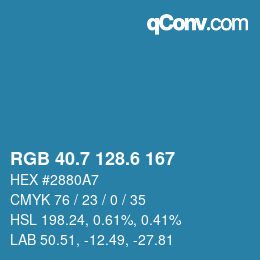 カラーコード: RGB 40.7 128.6 167 | qconv.com