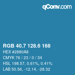 カラーコード: RGB 40.7 128.6 168 | qconv.com