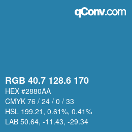 カラーコード: RGB 40.7 128.6 170 | qconv.com