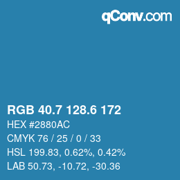 カラーコード: RGB 40.7 128.6 172 | qconv.com