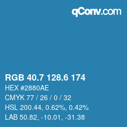 カラーコード: RGB 40.7 128.6 174 | qconv.com