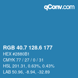 カラーコード: RGB 40.7 128.6 177 | qconv.com