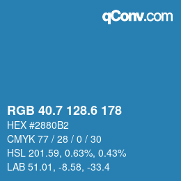 カラーコード: RGB 40.7 128.6 178 | qconv.com