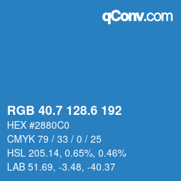 カラーコード: RGB 40.7 128.6 192 | qconv.com