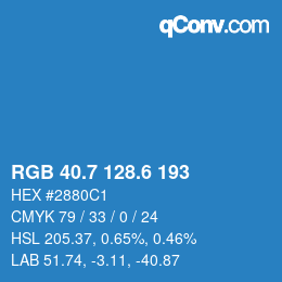 カラーコード: RGB 40.7 128.6 193 | qconv.com