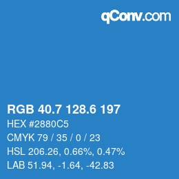 カラーコード: RGB 40.7 128.6 197 | qconv.com