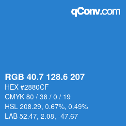 カラーコード: RGB 40.7 128.6 207 | qconv.com