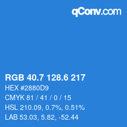 カラーコード: RGB 40.7 128.6 217 | qconv.com