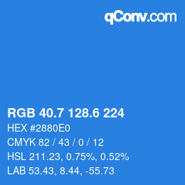 カラーコード: RGB 40.7 128.6 224 | qconv.com