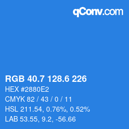 カラーコード: RGB 40.7 128.6 226 | qconv.com