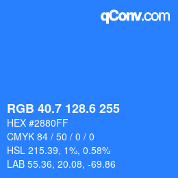 カラーコード: RGB 40.7 128.6 255 | qconv.com