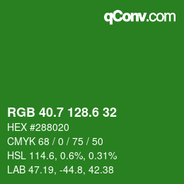 カラーコード: RGB 40.7 128.6 32 | qconv.com
