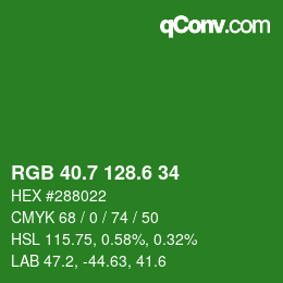 カラーコード: RGB 40.7 128.6 34 | qconv.com