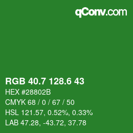 カラーコード: RGB 40.7 128.6 43 | qconv.com
