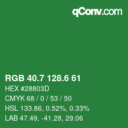 カラーコード: RGB 40.7 128.6 61 | qconv.com
