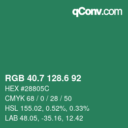 カラーコード: RGB 40.7 128.6 92 | qconv.com