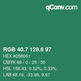 カラーコード: RGB 40.7 128.6 97 | qconv.com