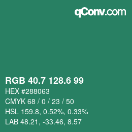 カラーコード: RGB 40.7 128.6 99 | qconv.com