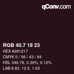 カラーコード: RGB 40.7 18 23 | qconv.com