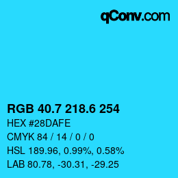 カラーコード: RGB 40.7 218.6 254 | qconv.com