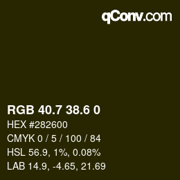 カラーコード: RGB 40.7 38.6 0 | qconv.com
