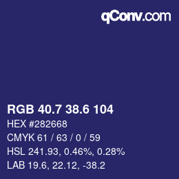 カラーコード: RGB 40.7 38.6 104 | qconv.com