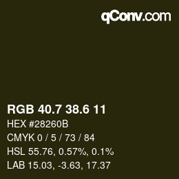 カラーコード: RGB 40.7 38.6 11 | qconv.com