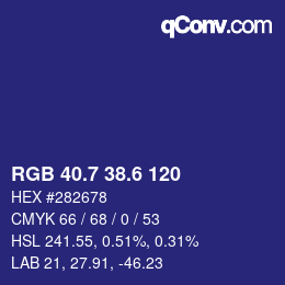 カラーコード: RGB 40.7 38.6 120 | qconv.com