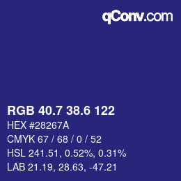 カラーコード: RGB 40.7 38.6 122 | qconv.com