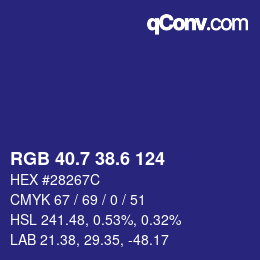 カラーコード: RGB 40.7 38.6 124 | qconv.com