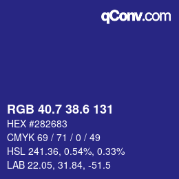 カラーコード: RGB 40.7 38.6 131 | qconv.com