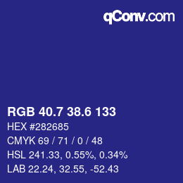 カラーコード: RGB 40.7 38.6 133 | qconv.com