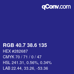 カラーコード: RGB 40.7 38.6 135 | qconv.com