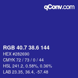 カラーコード: RGB 40.7 38.6 144 | qconv.com