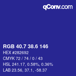 カラーコード: RGB 40.7 38.6 146 | qconv.com
